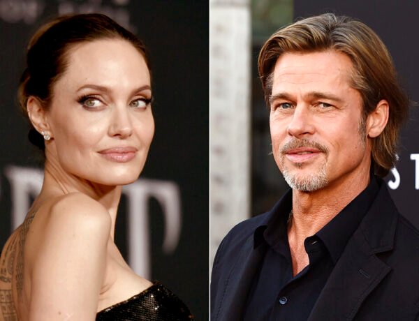Angelina Jolie and Brad Pitt at separate events