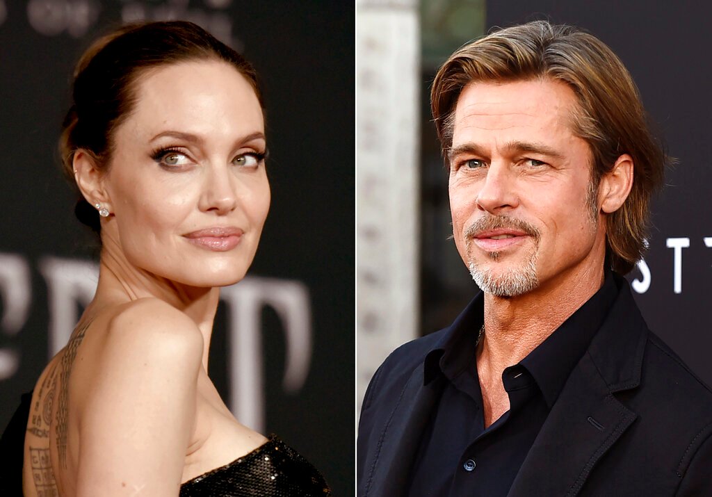 Angelina Jolie and Brad Pitt at separate events