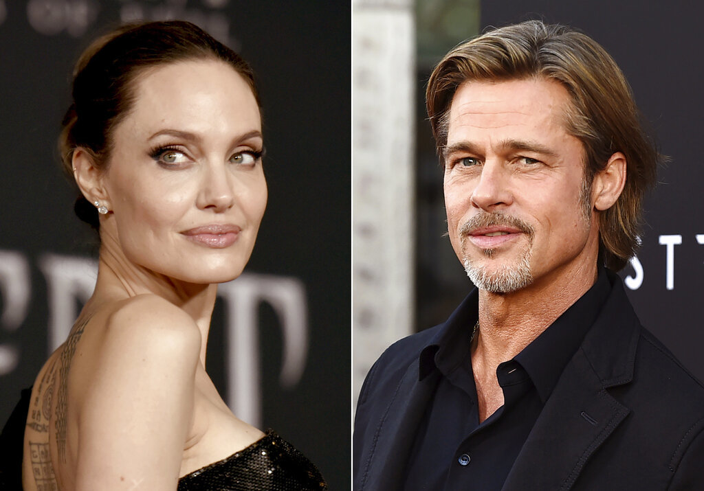 Angelina Jolie and Brad Pitt at separate events